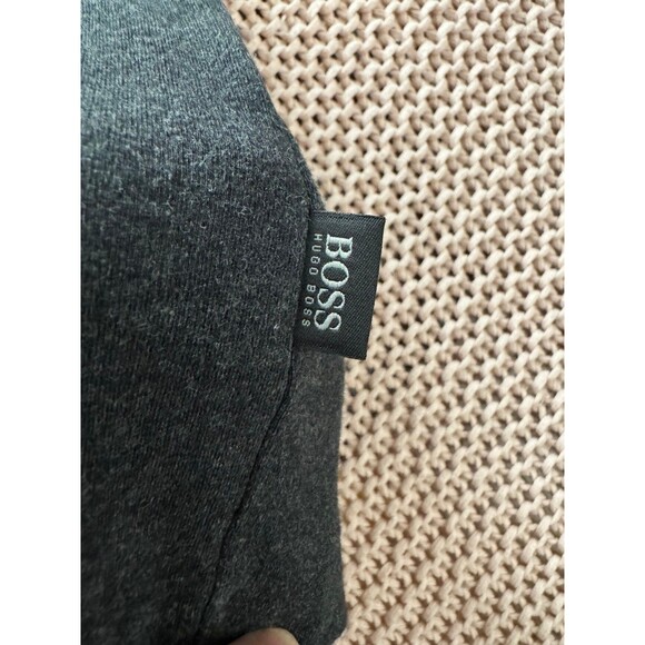 HUGO BOSS MENS L 1/2 ZIP CASUAL SWEATER BLACK CHARCOAL GREY PIMA 100% COTTON - Picture 2 of 7